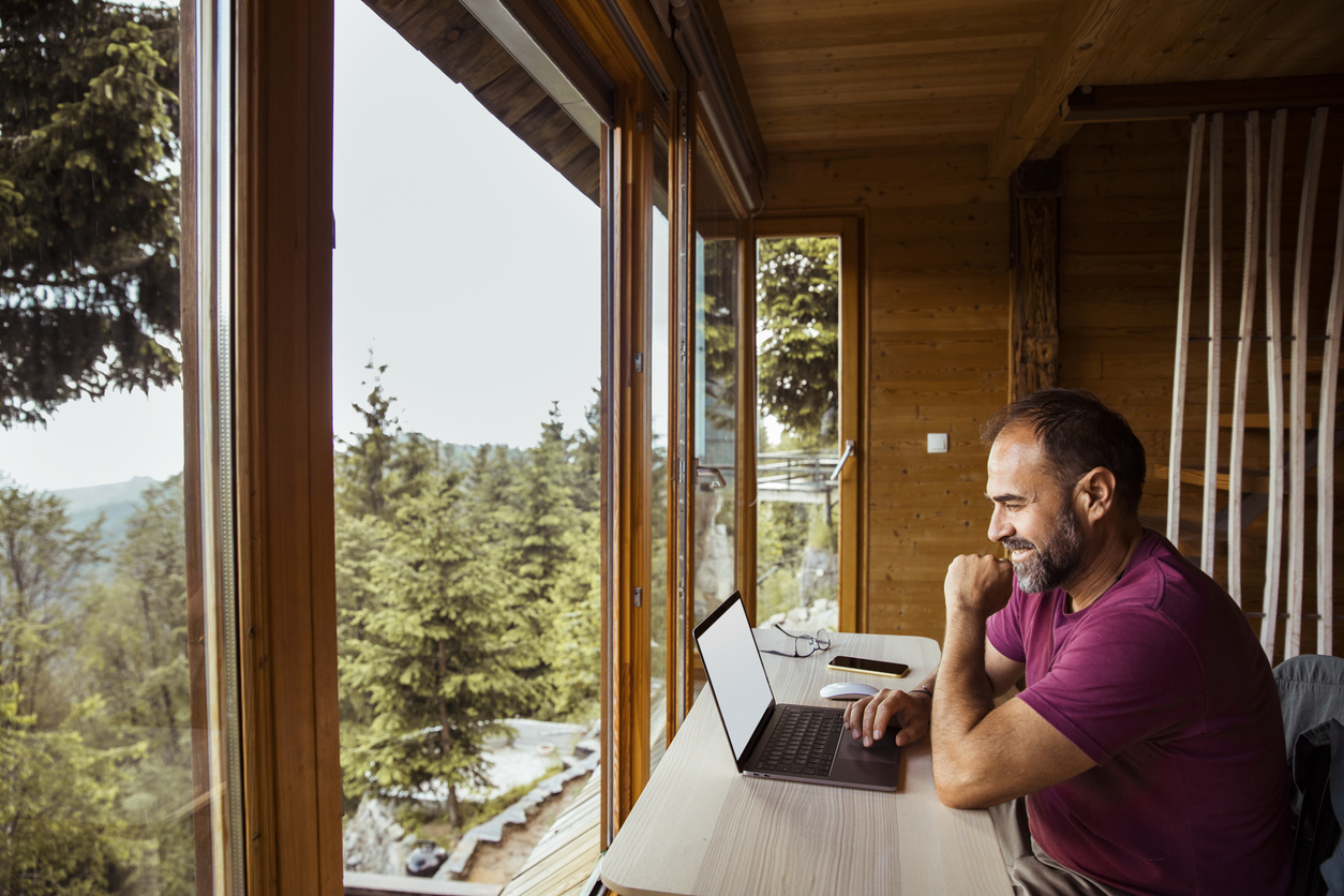 man using rv park management software